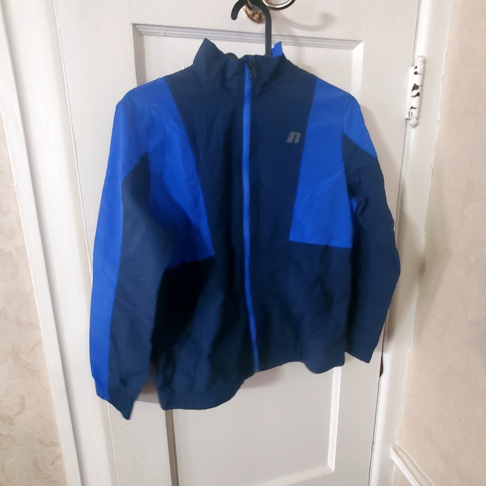 Russell Youth Boys Athletic Jacket L Large 10-12 Blue and Navy Zip